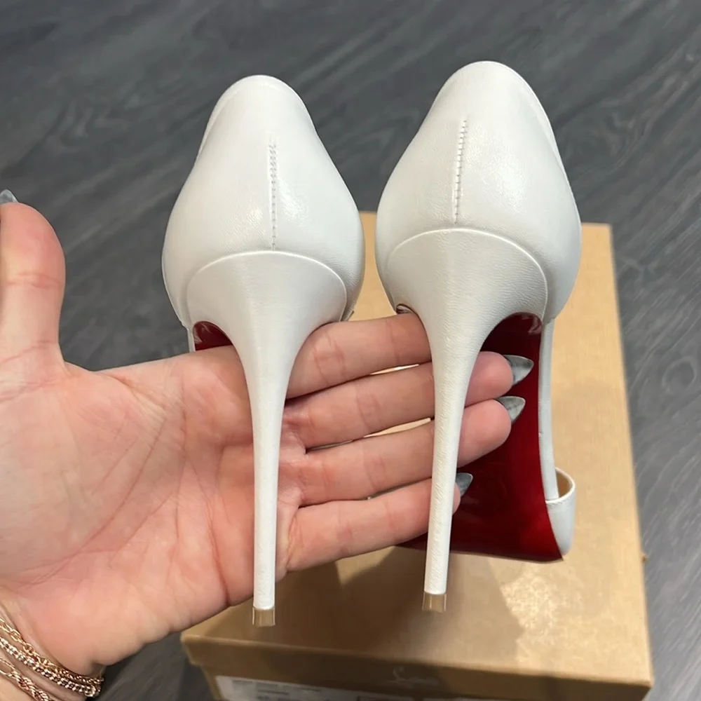 Christian Louboutin White Studded 100mm heels